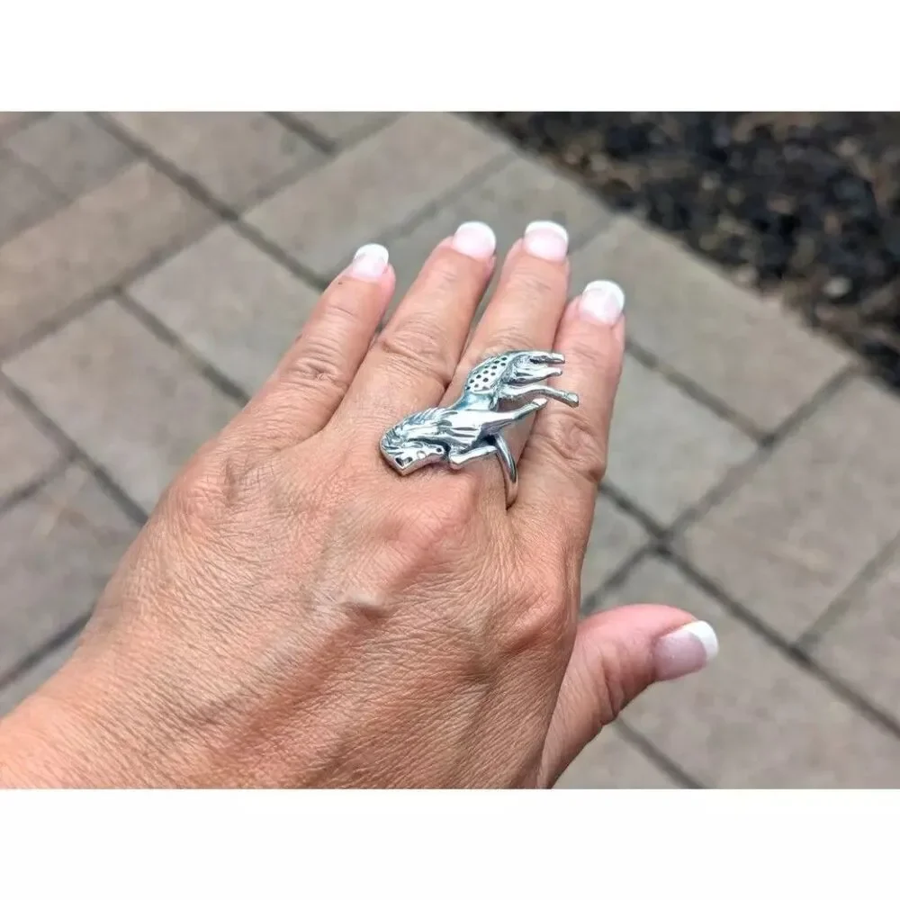 Navajo Sterling Silver Horse‎ Bypass Band Ring Native American Jewelry Sz 12US**